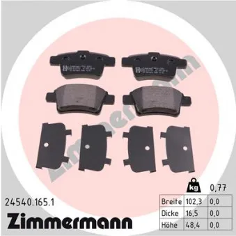 Jeu de 4 plaquettes de frein arrière ZIMMERMANN 24540.165.1