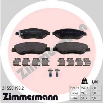 Jeu de 4 plaquettes de frein avant ZIMMERMANN 24550.190.2