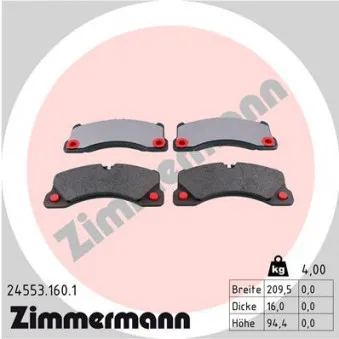 Jeu de 4 plaquettes de frein avant ZIMMERMANN 24553.160.1