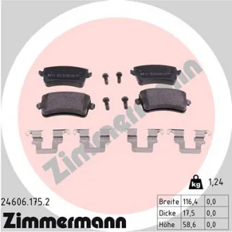 Jeu de 4 plaquettes de frein arrière ZIMMERMANN 24606.175.2