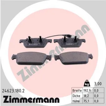 Jeu de 4 plaquettes de frein avant ZIMMERMANN 24623.180.2