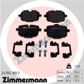 Jeu de 4 plaquettes de frein arrière ZIMMERMANN 24704.180.2