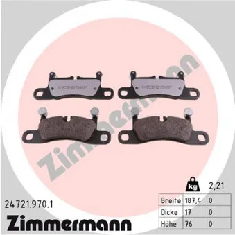 Jeu de 4 plaquettes de frein arrière ZIMMERMANN 24721.970.1