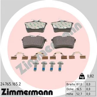 Jeu de 4 plaquettes de frein arrière ZIMMERMANN 24765.165.2