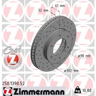 Jeu de 2 disques de frein avant ZIMMERMANN 250.1390.52