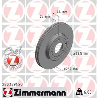 Jeu de 2 disques de frein avant ZIMMERMANN 250.1391.20