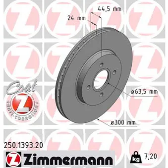 Jeu de 2 disques de frein avant ZIMMERMANN 250.1393.20