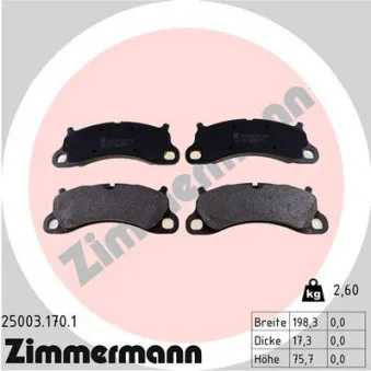 Jeu de 4 plaquettes de frein avant ZIMMERMANN 25003.170.1