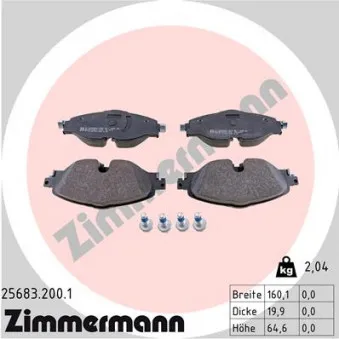 Jeu de 4 plaquettes de frein avant ZIMMERMANN 25683.200.1