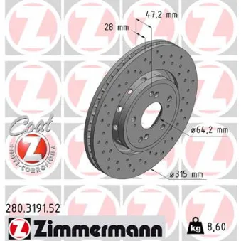 Jeu de 2 disques de frein avant ZIMMERMANN