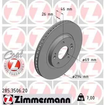 Jeu de 2 disques de frein avant ZIMMERMANN 285.3506.20