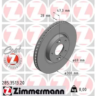 Jeu de 2 disques de frein avant ZIMMERMANN 285.3513.20