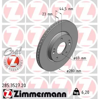 Jeu de 2 disques de frein avant ZIMMERMANN 285.3527.20