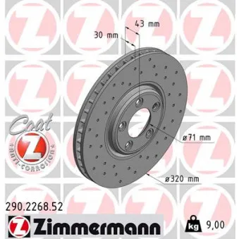 Jeu de 2 disques de frein avant ZIMMERMANN 290.2268.52