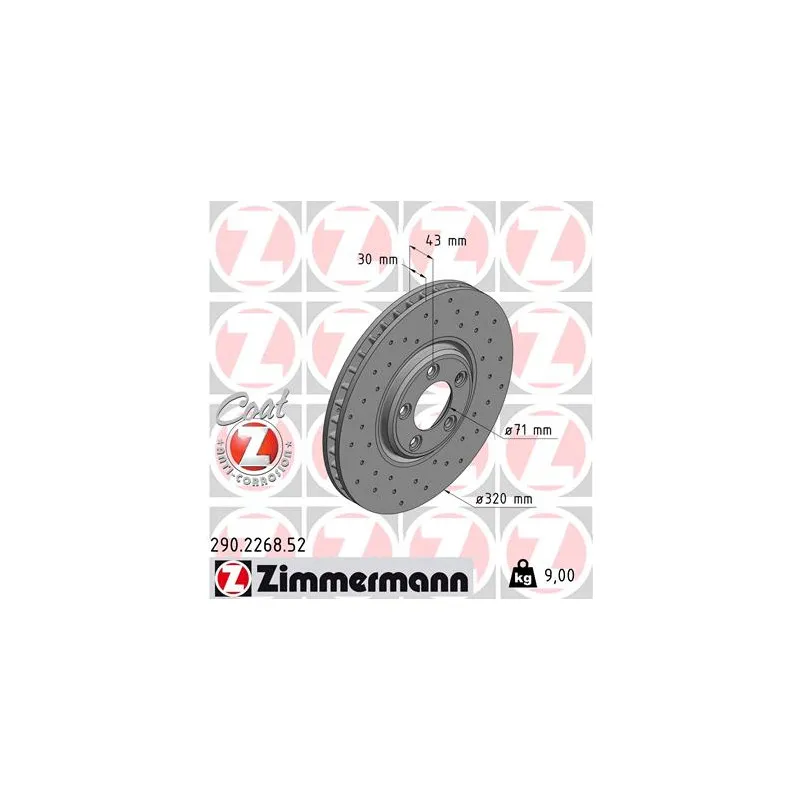Jeu de 2 disques de frein avant ZIMMERMANN 290.2268.52