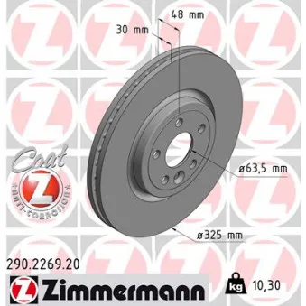 Jeu de 2 disques de frein avant ZIMMERMANN 290.2269.20