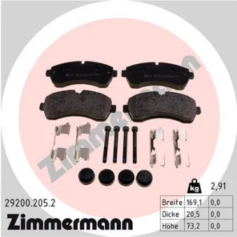 Jeu de 4 plaquettes de frein avant ZIMMERMANN 29200.205.2