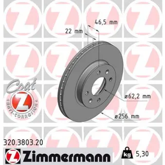 Jeu de 2 disques de frein avant ZIMMERMANN 320.3803.20