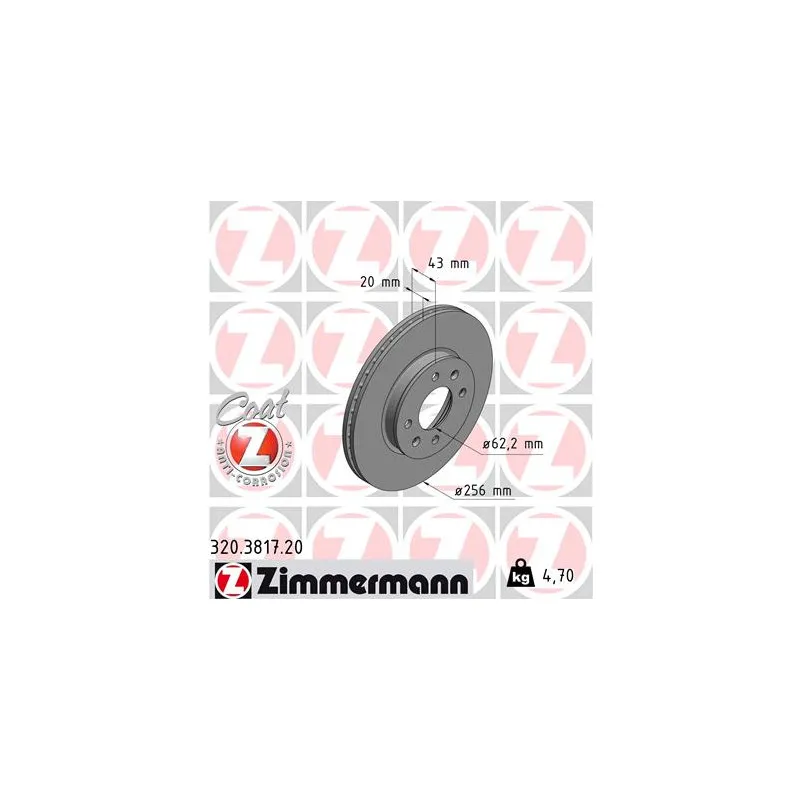 Jeu de 2 disques de frein avant ZIMMERMANN 320.3817.20