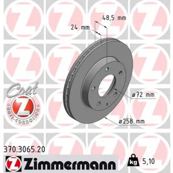 Jeu de 2 disques de frein avant ZIMMERMANN 370.3065.20