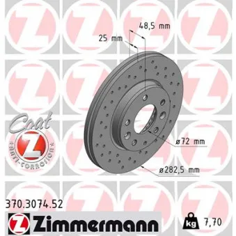 Jeu de 2 disques de frein avant ZIMMERMANN 370.3074.52