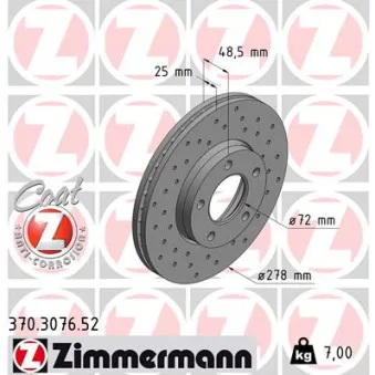 Jeu de 2 disques de frein avant ZIMMERMANN 370.3076.52