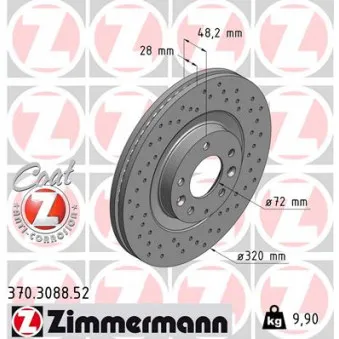 Jeu de 2 disques de frein avant ZIMMERMANN 370.3088.52