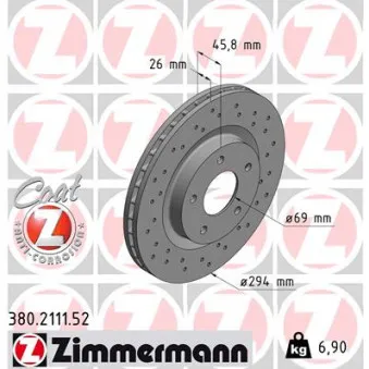 Jeu de 2 disques de frein avant ZIMMERMANN 380.2111.52