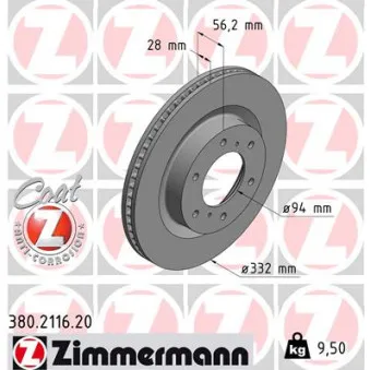 Jeu de 2 disques de frein avant ZIMMERMANN 380.2116.20