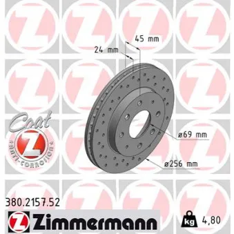 Jeu de 2 disques de frein avant ZIMMERMANN 380.2157.52