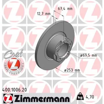 Jeu de 2 disques de frein avant ZIMMERMANN 400.1006.20