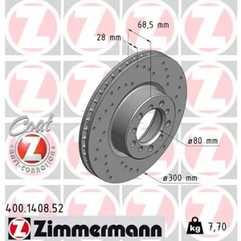 Jeu de 2 disques de frein avant ZIMMERMANN 400.1408.52