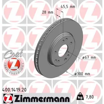 Jeu de 2 disques de frein avant ZIMMERMANN 400.1419.20