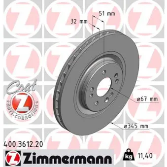 Jeu de 2 disques de frein avant ZIMMERMANN 400.3612.20