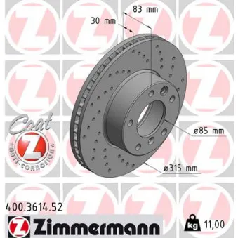 Jeu de 2 disques de frein avant ZIMMERMANN 400.3614.52