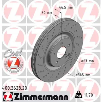 Jeu de 2 disques de frein avant ZIMMERMANN 400.3628.20