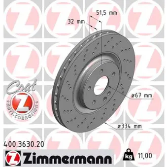 Jeu de 2 disques de frein avant ZIMMERMANN 400.3630.20