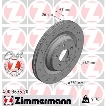 Jeu de 2 disques de frein arrière ZIMMERMANN 400.3635.20