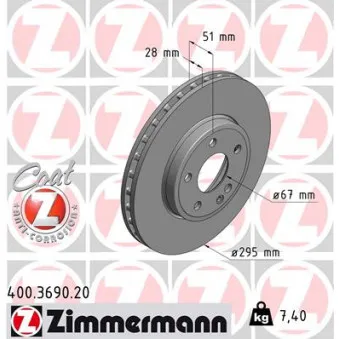 Jeu de 2 disques de frein avant ZIMMERMANN 400.3690.20