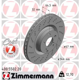 Jeu de 2 disques de frein avant ZIMMERMANN 400.5502.20