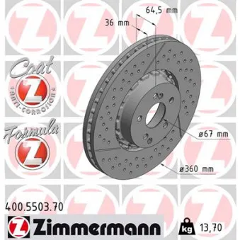 Jeu de 2 disques de frein avant ZIMMERMANN 400.5503.70