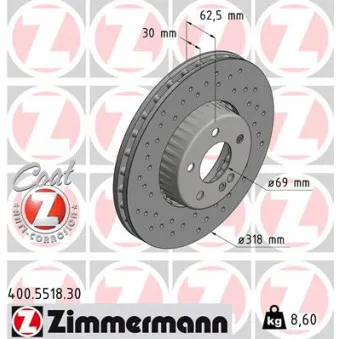 Jeu de 2 disques de frein avant ZIMMERMANN