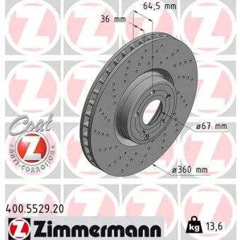 Jeu de 2 disques de frein avant ZIMMERMANN 400.5529.20