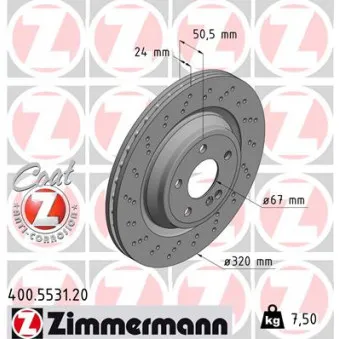 Jeu de 2 disques de frein arrière ZIMMERMANN 400.5531.20