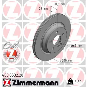 Jeu de 2 disques de frein arrière ZIMMERMANN 400.5532.20