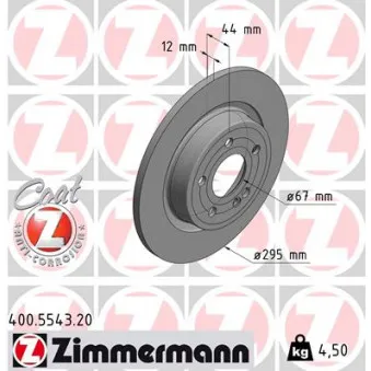 Jeu de 2 disques de frein arrière ZIMMERMANN 400.5543.20