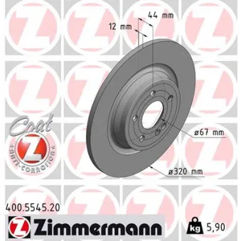 Jeu de 2 disques de frein arrière ZIMMERMANN 400.5545.20