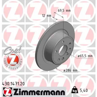 Jeu de 2 disques de frein arrière ZIMMERMANN 430.1471.20