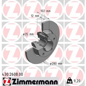 Jeu de 2 disques de frein arrière ZIMMERMANN 430.2608.00