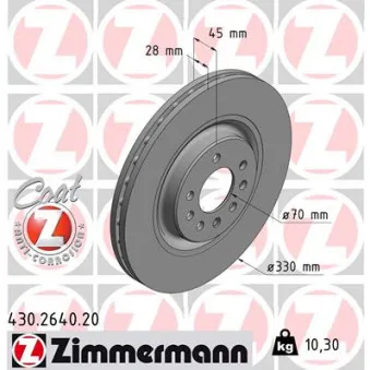 Jeu de 2 disques de frein avant ZIMMERMANN 430.2640.20